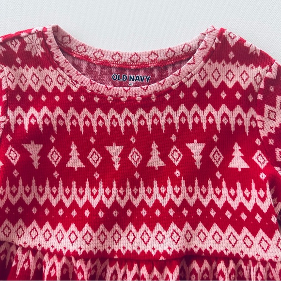Old Navy 4T Toddler Girl Red Dress Holiday Christmas Tree Fair Isle - Picture 6 of 6
